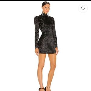 Joyce Black Satin jacquard fabric with frog knot accents